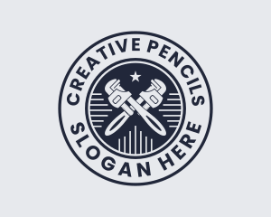 Pipe Wrench Plumber logo design