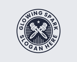 Pipe Wrench Plumber logo design