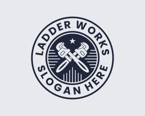 Pipe Wrench Plumber logo design