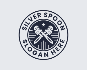 Pipe Wrench Plumber logo design