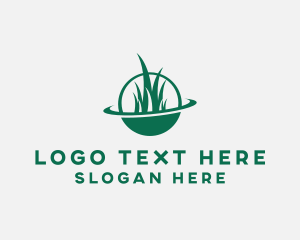 Planet - Lawn Care Grass Orbit logo design