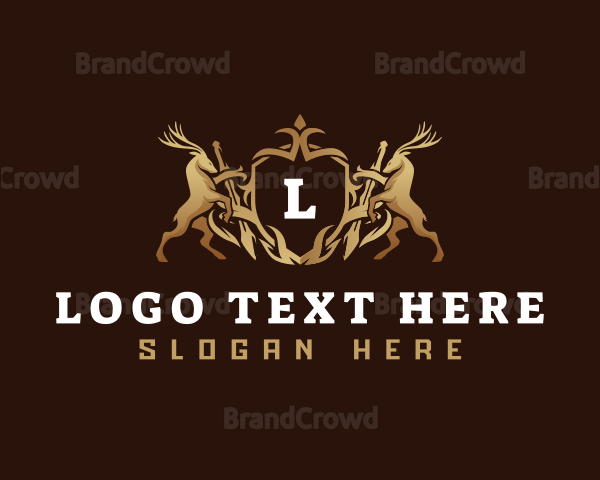 Luxury Reindeer Crest Shield Logo