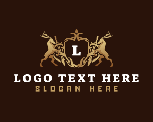 Exclusive - Luxury Reindeer Crest Shield logo design
