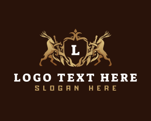 Antler - Luxury Reindeer Crest Shield logo design