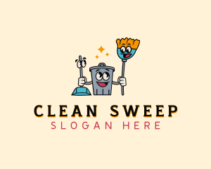 Custodian - Broom Cleaning Janitorial logo design