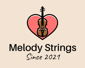 Violin Musician Love logo design