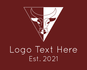 Livestock - Triangle Bull Head Line logo design