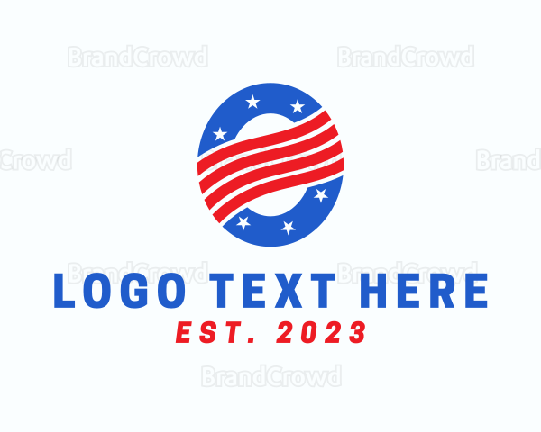 USA Flag Letter O Logo