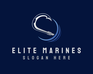 Marine Fishing Hook logo design