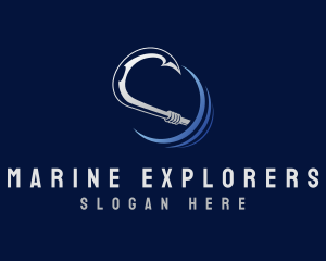 Marine Fishing Hook logo design