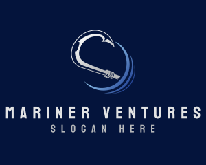 Marine Fishing Hook logo design