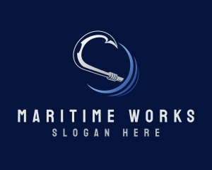 Marine Fishing Hook logo design