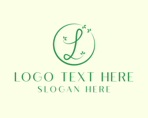 Script - Green Vines Letter L logo design