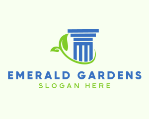 Leaf Garden Pillar  logo design