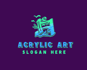 Neon Graffiti Art Letter A logo design