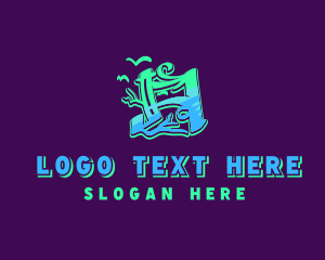 Teenager - Neon Graffiti Art Letter A logo design