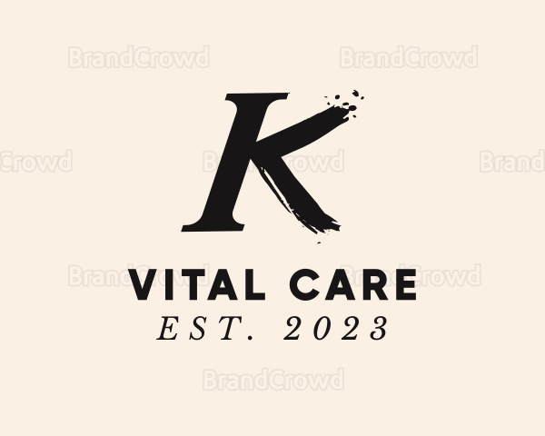 Letter K Brushstroke Logo