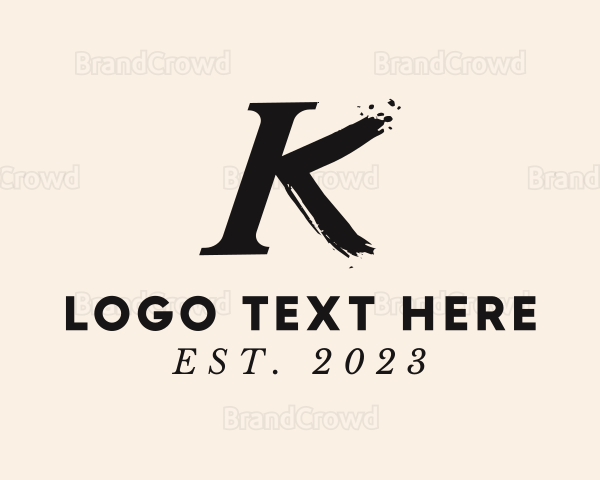 Letter K Brushstroke Logo
