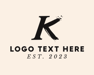 Painter - Letter K Brushstroke logo design