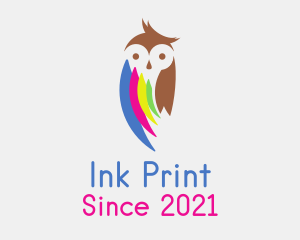 Print - Owl Print Shop Mascot logo design