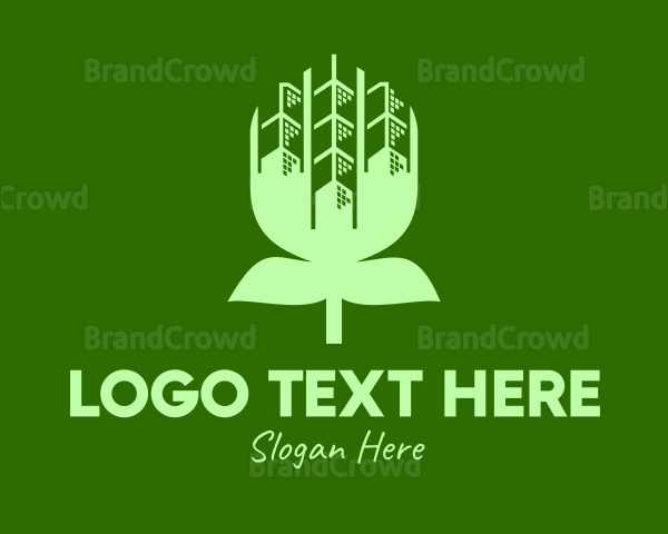 Green Flower Cityscape Logo