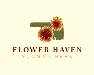 Oklahoma Flower Map logo design