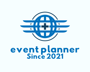 Planet - Medical Cross Globe logo design