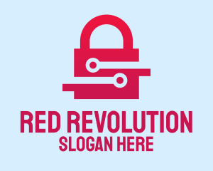 Red Electric Lock  logo design