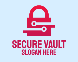 Vault - Red Electric Lock logo design