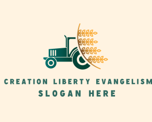 Wheat Farm Tractor logo design