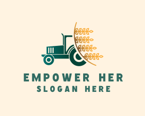 Wheat Farm Tractor logo design