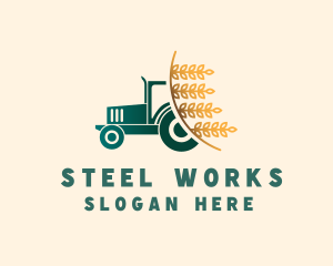 Wheat Farm Tractor logo design