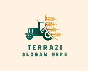 Wheat Farm Tractor logo design