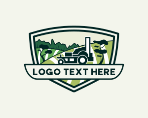 Emblem - Lawn Grass Field Landscaping logo design