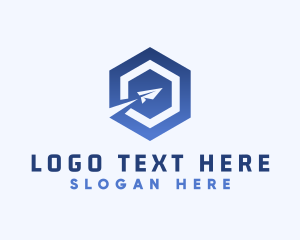 Comapny - Paper Plane Logistics Hexagon logo design