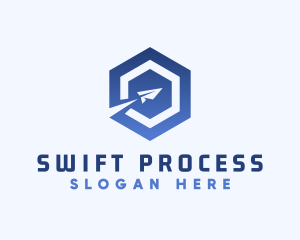 Processing - Paper Plane Logistics Hexagon logo design