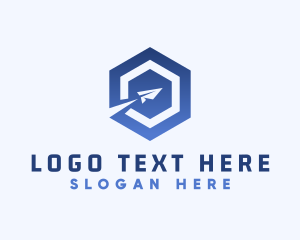 Travel - Paper Plane Logistics Hexagon logo design