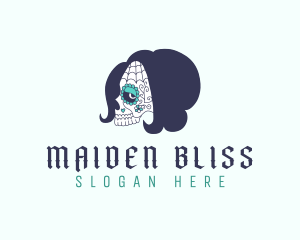 Woman Floral Skull logo design