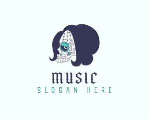 Cultural - Woman Floral Skull logo design