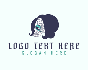 Woman Floral Skull Logo