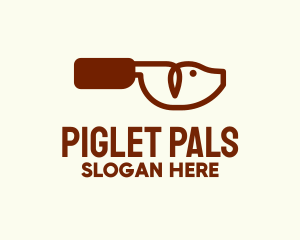 Piglet - Pig Butcher Knife logo design