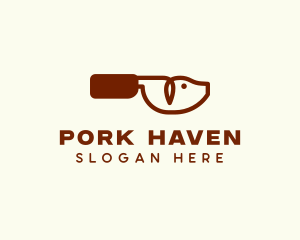 Pig Butcher Knife  logo design