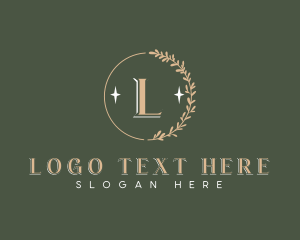 Handcrafted - Elegant Leaf Wreath logo design
