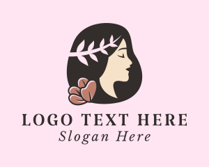 Hairdresser - Floral Leaf Woman logo design
