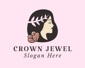 Headpiece - Floral Leaf Woman logo design