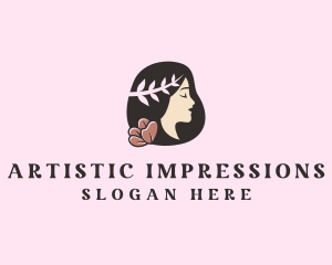 Floral Wreath Woman  logo design