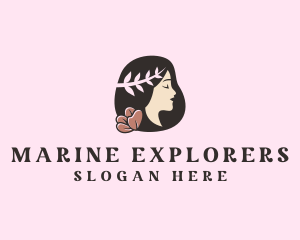 Floral Wreath Woman  logo design