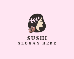 Floral Wreath Woman  logo design