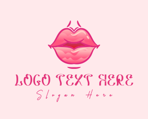 Makeup Artist - Pink Watercolor Lips logo design