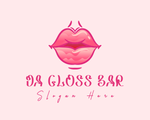 Pink Watercolor Lips logo design